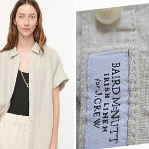 BAIRD McNUTT For J. CREW Relaxed Fit Finest Irish Linen Shirt In Sand XS